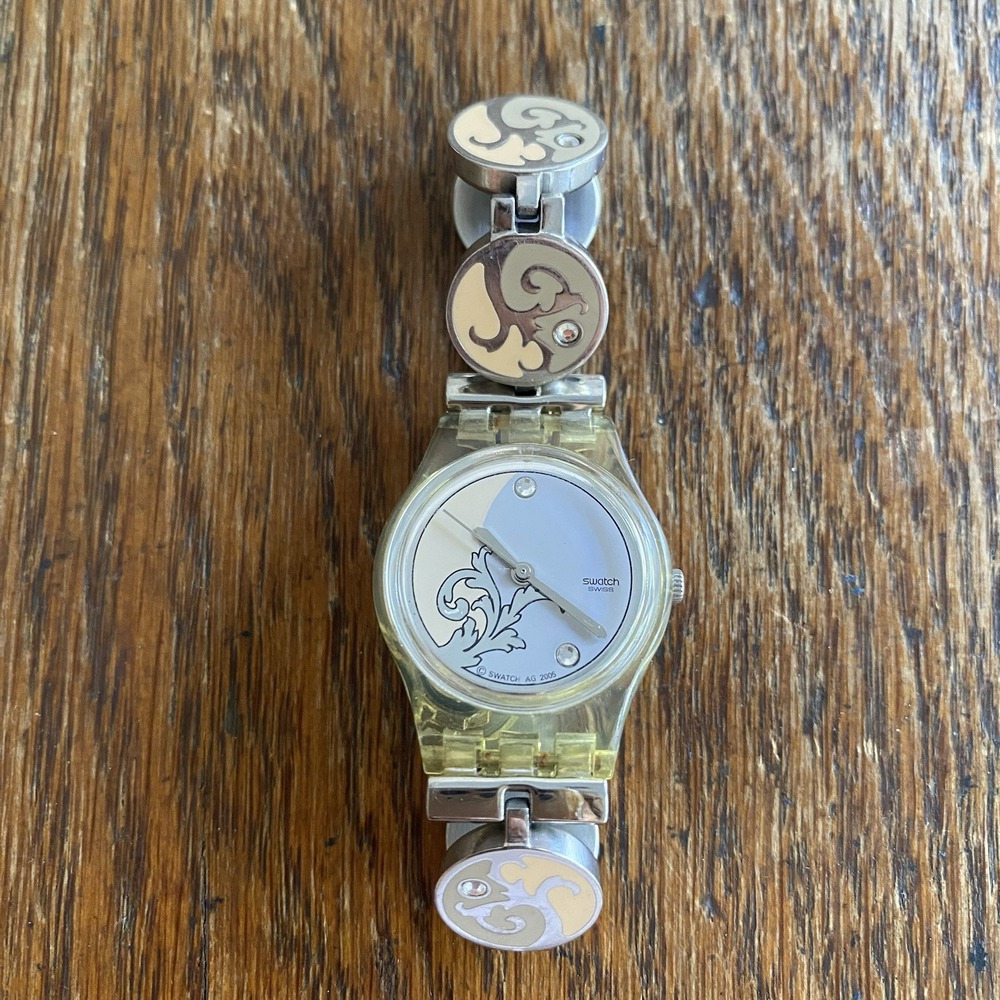 Vintage 2005 Swatch Quartz Watch Ladies Enamel Plastic Crystals Y2K